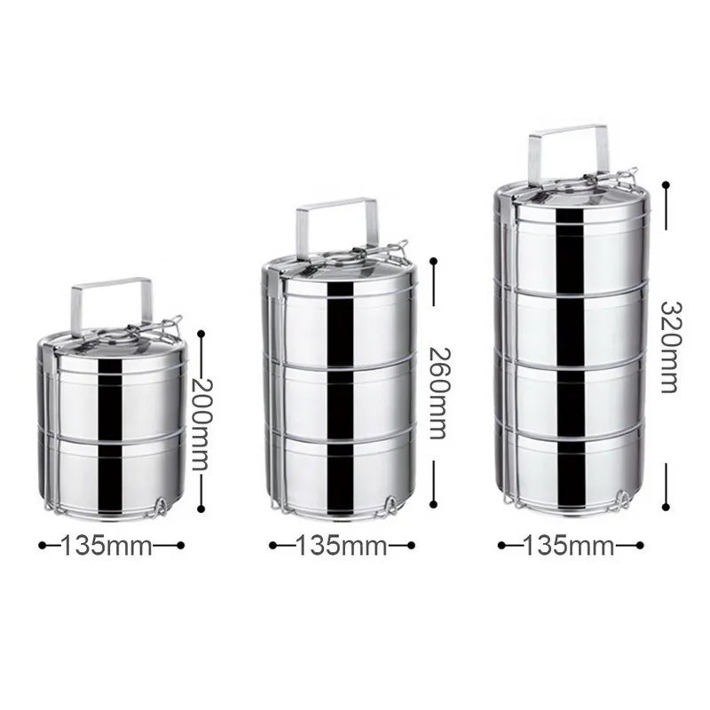Tier Stainless Steel Lunch Box Tiffin Carrier Set - حافظة طعام ستيل جودة عالية