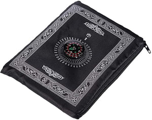 Travel Prayer Mat With Compass Pocket Sized - Black