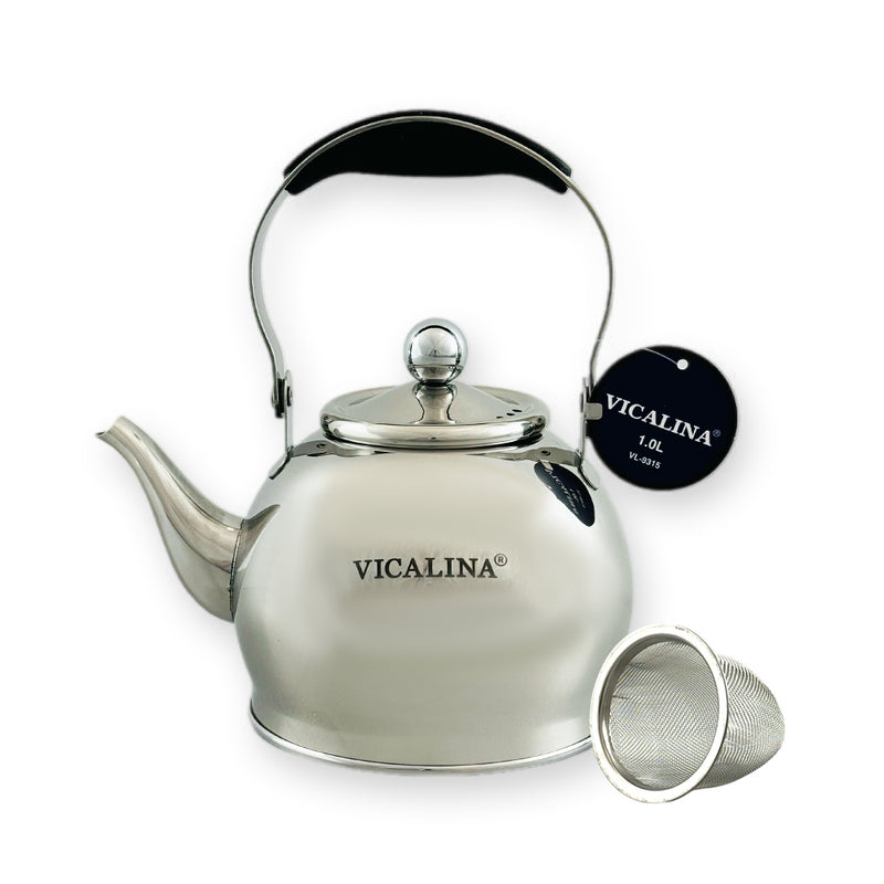 High Quality Stainless Steel Tea Kettle - 1.0 Liter- ابريق شاي ستل ستيل جودة عالية