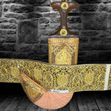 Golden Yemeni Janbiyah   AM5035- جنبية ذهبيه مع جلد