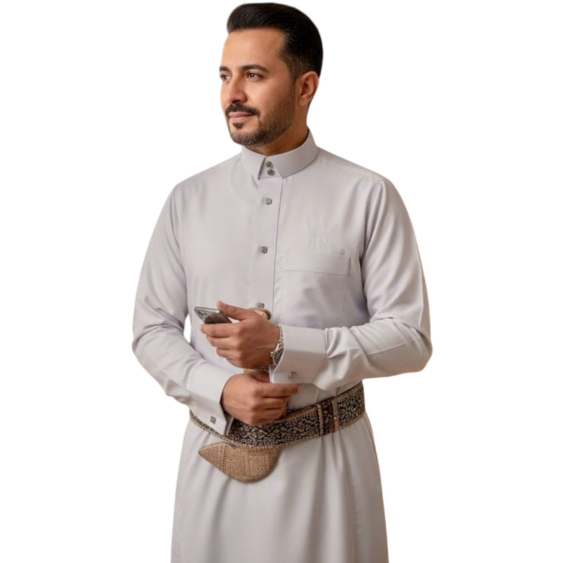 AlHelo Thobe White -      ثوب الحلو ابيض قلاب