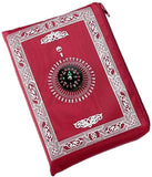 Travel Prayer Mat With Compass Pocket Sized - Red