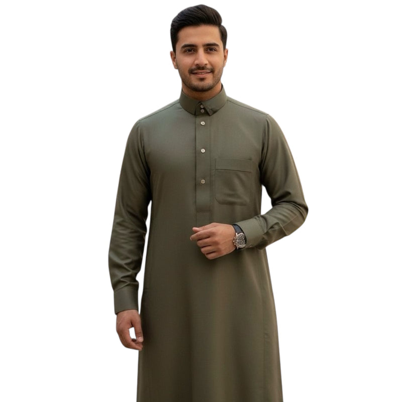 AlHelo Thobe Olive-     ثوب الحلو