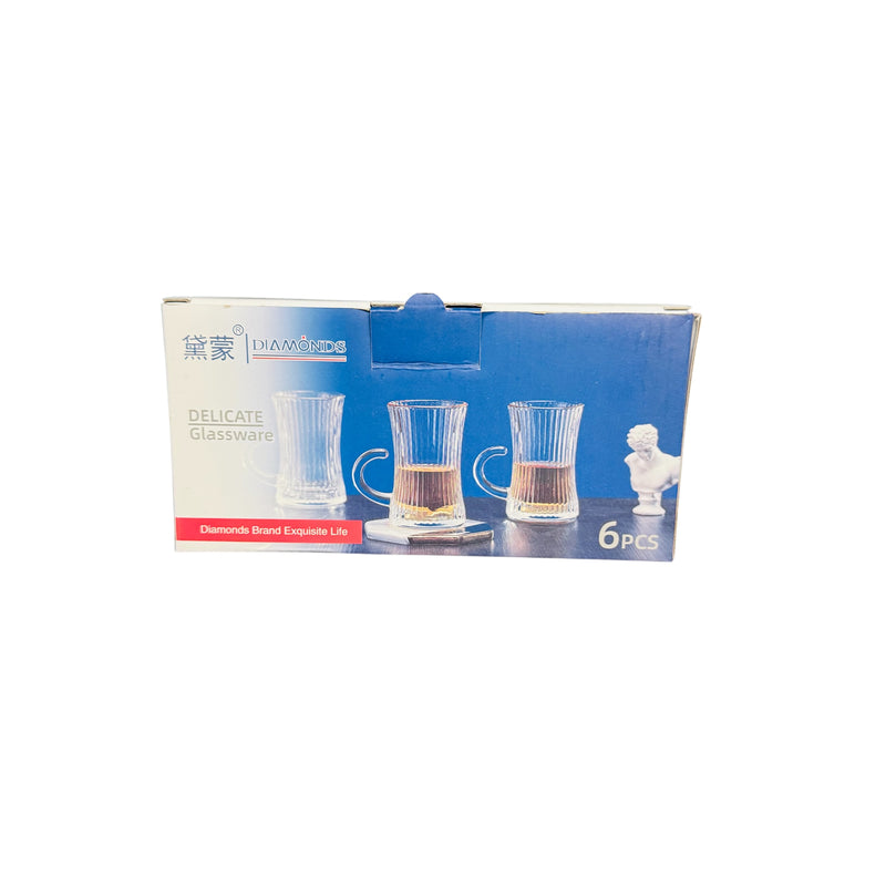 Tea Glass Cups - Set of 6 pcs -  طقم كاسات شاي زجاج