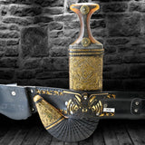 Golden Yemeni Janbiyah H38- جنبية ذهبي مع جلد