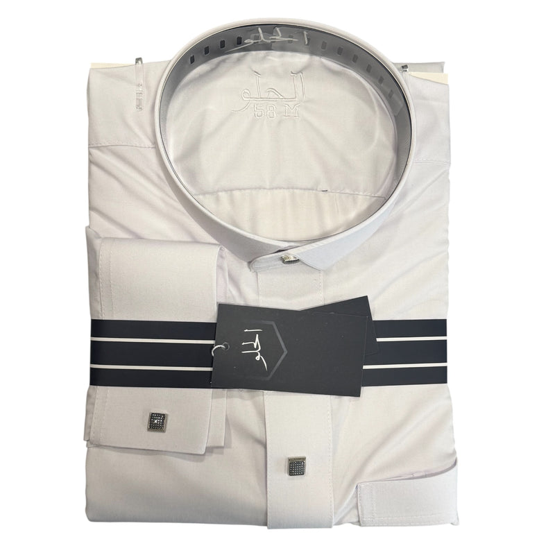 AlHelo Thobe White -      ثوب الحلو ابيض قلاب