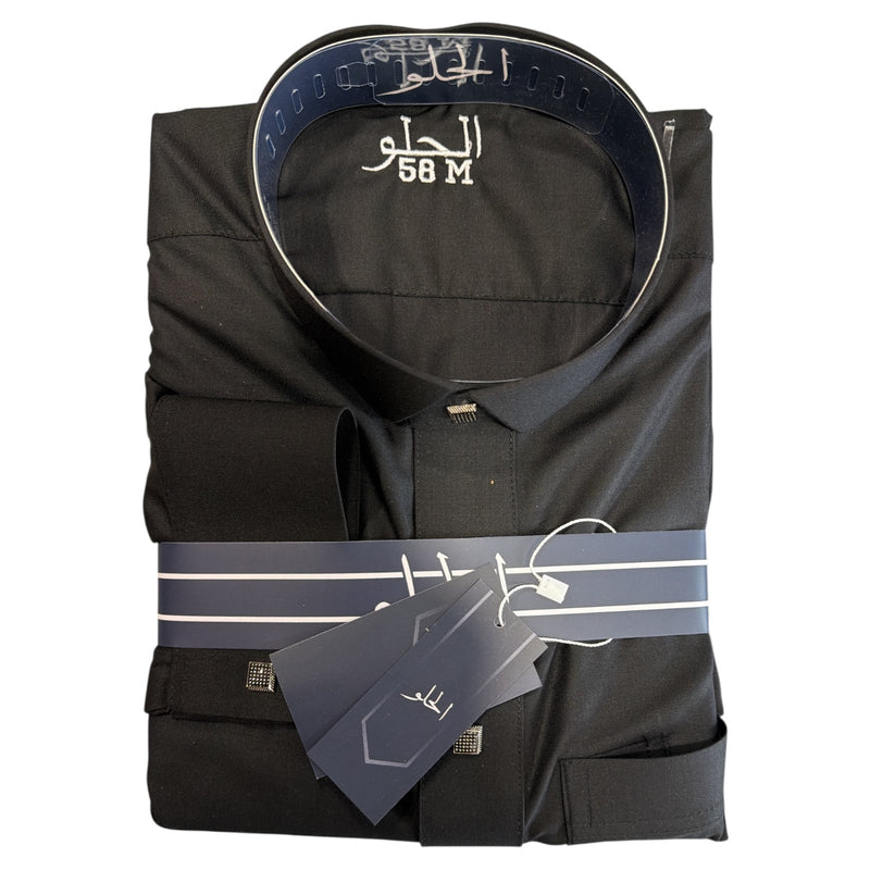 AlHelo Thobe Black -    ثوب الحلو اسود قلاب