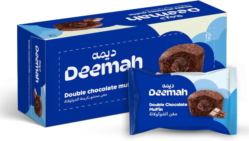 Deemah Double chocolate muffin 12pk- مفن محشو بكريمة الشوكلاته