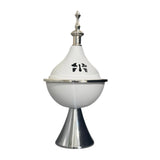 White with silver fancy mabkhara   AK909 -   مبخرة فاخره أبيض مع فضي