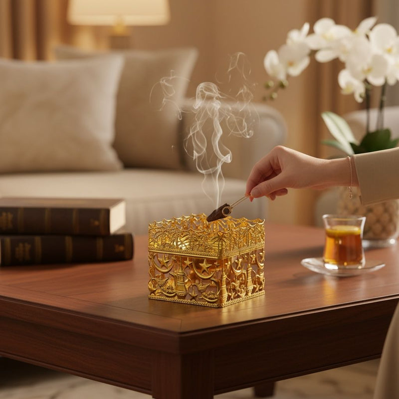 Gold mabkhara  IN099- مبخرة لون ذهبي