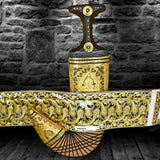 Golden Yemeni Janbiyah AM5044- جنبية ذهبيه مع جلد