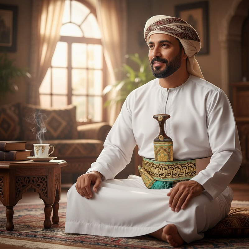 Golden Yemeni Janbiyah AM5043- جنبية ذهبيه مع جلد