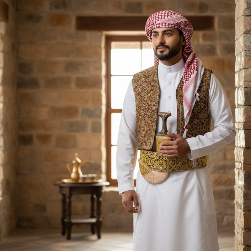 Golden Yemeni Janbiyah   H13- جنبية ذهبيه مع جلد