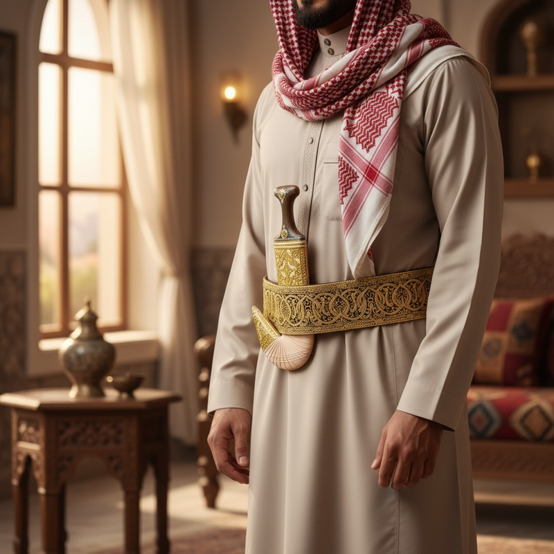 Golden Yemeni Janbiyah   H12- جنبية ذهبيه مع جلد