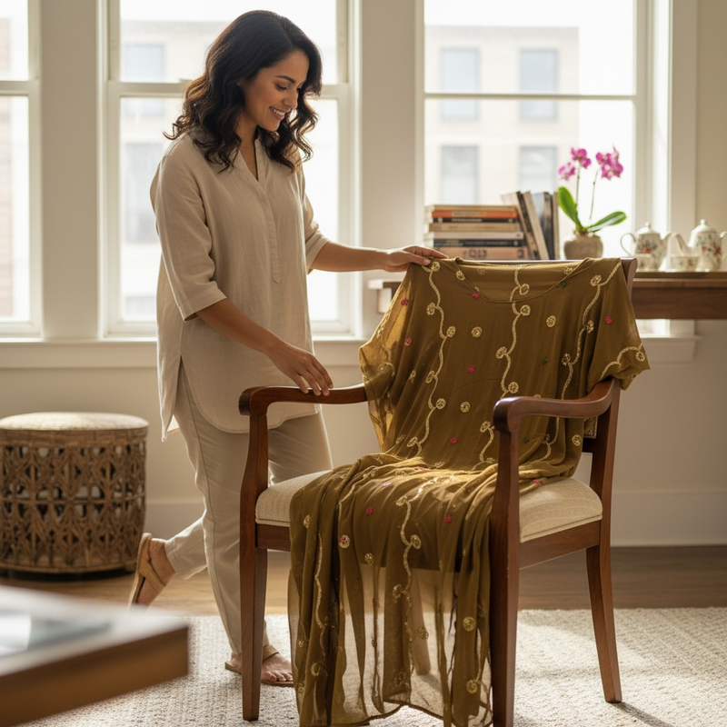 Women Dera 2 pcs- EL39 درع فاخر مطرز