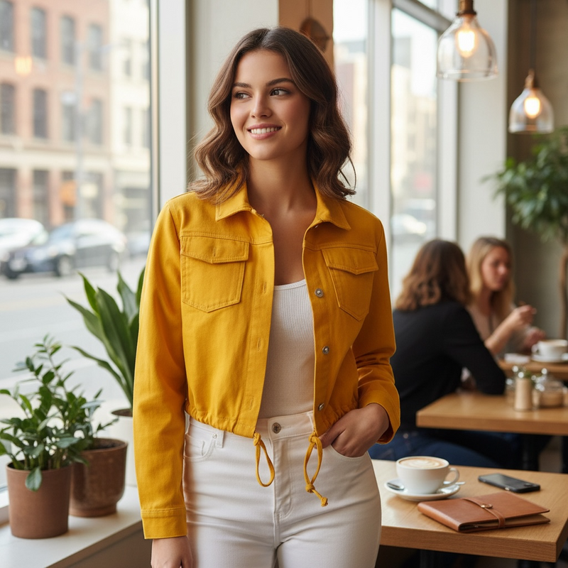 Yllow Jeans jaket- جاكت جنز - لون اصفر