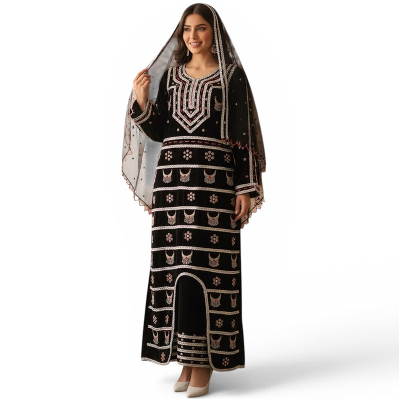 Fancy Yemeni Costume Silver - طقم يمني فضي فاخر - 4 قطع
