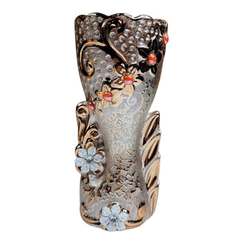 Antique Silver with Gold Accents fancy mabkhara    - مبخرة فاخره لون فضة عتيقة مع لمسات ذهبية