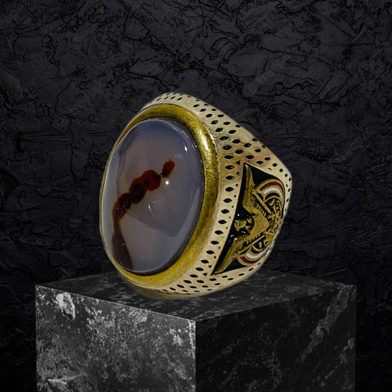 Yemeni Aqeeq Ring- Genuine Silver- Size: 7 -