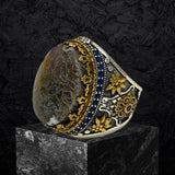 Yemeni Aqeeq Ring- Genuine Silver- Size: 7.5 -