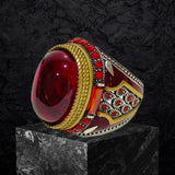 Ruby Ring- Genuine Silver-  size: 8.5  - خاتم ياقوت -فضة أصلي