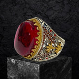 Ruby Ring- Genuine Silver- Size: 8.5 -