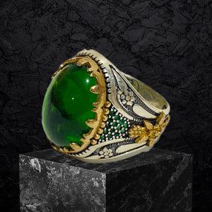Emerald Ring- Genuine Silver- Size: 8 -