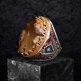 Yemeni Aqeeq Ring- Genuine Silver-  Size: 9 - خاتم عقيق يمني -فضة أصلي