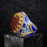 Yemeni Aqeeq Ring- Genuine Silver-  Size: 9 - خاتم عقيق يمني -فضة أصلي