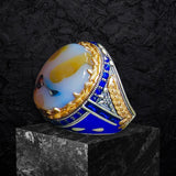 Yemeni Aqeeq Ring- Genuine Silver-  Size: 9 - خاتم عقيق يمني -فضة أصلي