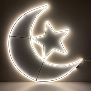 Ramadan Moon Led Light White Color -Rmd45- زينة قمر رمضان ضوئية أبيض Extra Large 23 * 20 Inch