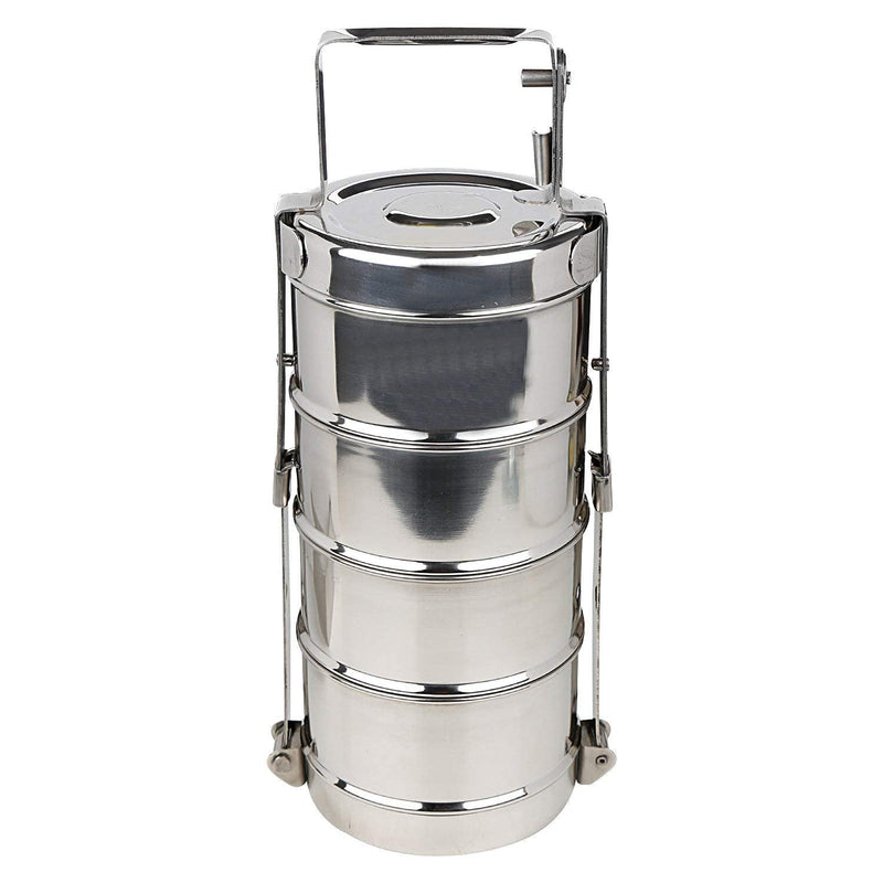 4 Tier Stainless Steel Lunch Box Tiffin Carrier Set -