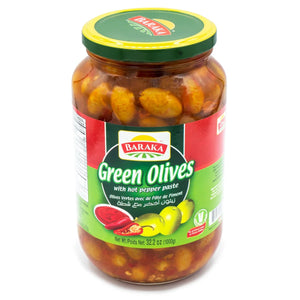 Baraka- Green Olives w Hot Pepper Paste- زيتون أخضر مع شطة