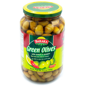 Baraka- Green Olives w Lemon & Pepper- زيتون أخضر مع ليمون وفلفل